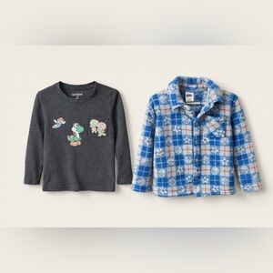 Nintendo Blue Super Mario Plaid Fleece Kids Jacket and Cat & Jack graphic tee